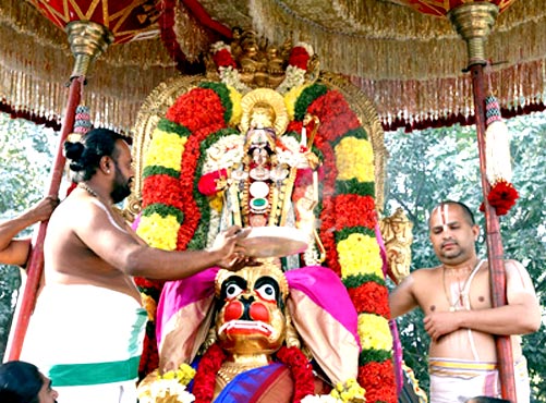 Lord rides Hanumantha Vahanam