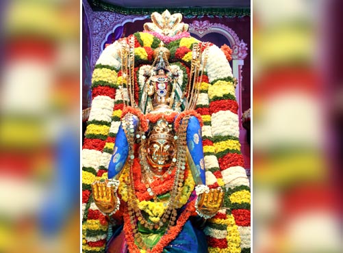 Lord Kalyana Venkateswara riding Garuda Vahanam